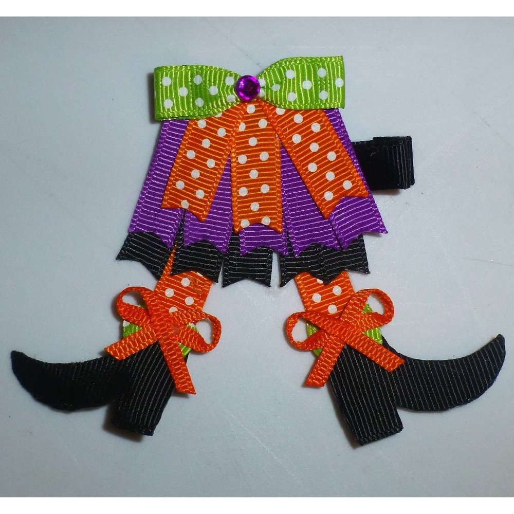 Halloween Witch 3-Inch Bow Girls Hair Clip